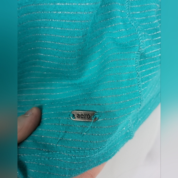 AEROPOSTALE Teal And Silver Shimmering Shirt(#1,262) - Picture 4 of 6